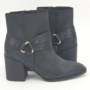 Vionic Carnelia Boots Womens Size 6 Black Leather Nubuck Western Cowgirl Rodeo